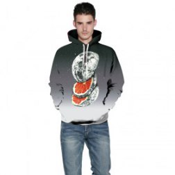 Men's 3D Moon Print Long Sleeve Hoodies