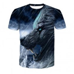 Men's 3D Wolf Print Short Sleeve T-shirt