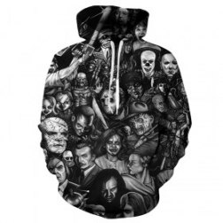 Men's 3D Corpse Print Long Sleeve Hoodies