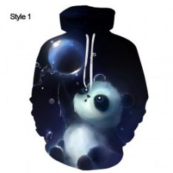 Men's Hooded Long Sleeve 3D Digital Print Panda Pullover Hoodies