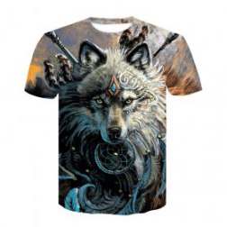 Personalized Creative Novelty 3D Wolf Printed Short Sleeve T-Shirts