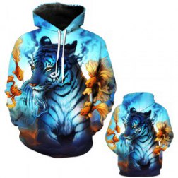 Men's 3D Tiger Print Hoodie Sweatshirt