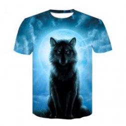 Men's 3D Wolf Print Short Sleeve Pullover T-shirt