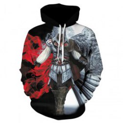 Men's 3D God of War Print Long Sleeve Pullover Hoodie