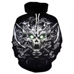 Men's 3D Skull Print Long Sleeve Pullover Hoodie