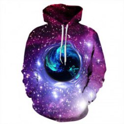 Men's 3D Starry Sky Print Long Sleeve Pullover Hoodie