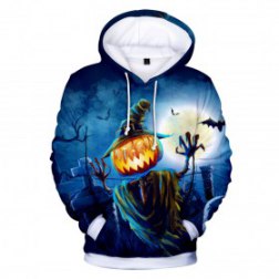 Men's 3D Monster Print Casual Long Sleeve Pullover Hoodie