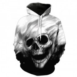 3D Skull Printing Fashion Long Sleeves Pullover Hoodie