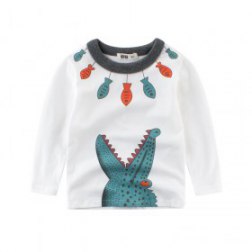 Boy's Crocodile Printing Long Sleeve Pullover Top