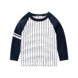 Boys' Cotton Round Neck Casual Long Sleeves Stripe Top