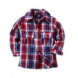 Boy's Long Sleeves Red Lattices Shirt