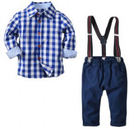 Boys 3 Piece Long Sleeve Shirt and Pants Set