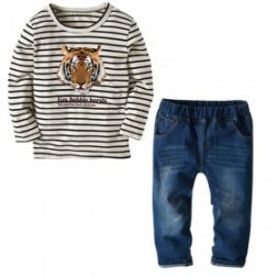 Boys 2 Piece Long Sleeve Top and Denim Pants Set