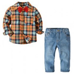 Boys Long Sleeve Shirt and Denim Pants Set