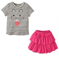 Girl's Short Sleeves Top and Skirt