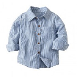 Boy's Long Sleeves Button Stripes Shirt