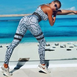 Women's 3D Snakeskin Print Yoga Pants Workout Running Leggings
