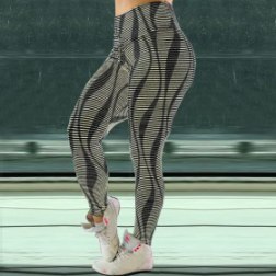 Stripes Printing Stretchy Yoga Leggings Workout Pants