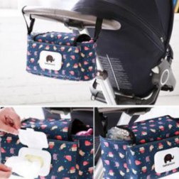 Print Stroller Baby Trolley Bag with Detachable Handbag Multifunctional Baby Stroller Organizer Pram Buggy Cart Hanging Bag