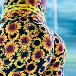 Sunflower Print Slim High Waist Sports Yoga Pants