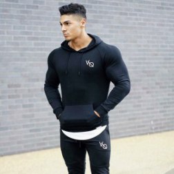 Men's Casual Gym Workout Long-sleeve Pullover Hoodie