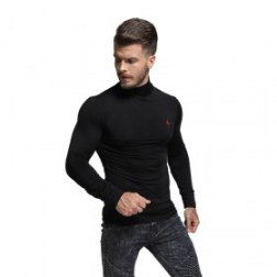 Men's Gym Workout High Neck Long Sleeve Top