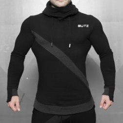 Men's Workout Gym Long Sleeve Hoodie Pullover Bodybuilding Fitness Sweatshirts