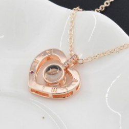 Rose Gold Love Heart Style Pendants Necklace for Womens Gift