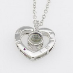 Silver Love Heart Style Pendants Necklace for Womens Gift