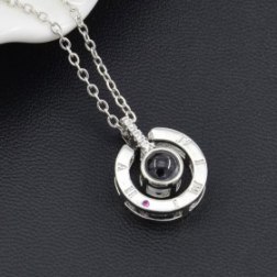 Valentine's Day Gift Silver Round Shaped  Pendant Necklace