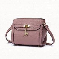 Women's Genuine Leather Fawn Pendant Shell Shoulder Bag