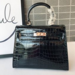 Women's Leather Crocodile Pattern Tote Handbags