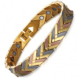 Swordsman-Silver Gold Plated Stainless Steel Healing Magnetic Bracelet for Pain