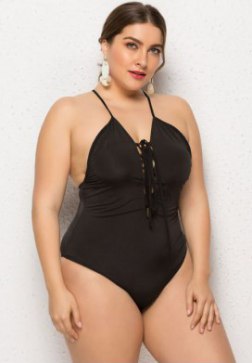 Plus Size criss-cross One Piece Swimsuit