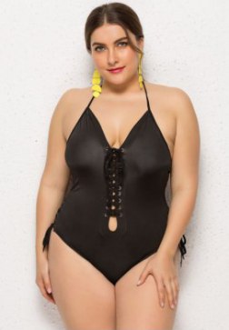 Plus Size Open Back One Piece Swimsuit