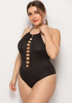 Plus Size Solid Color One Piece Swimsuit