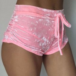 Velvet Soft Stretchy Shorts Clubwear High Waist Drawstring Hot Pants