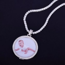 Custom Made Photo Medallions Necklace & Pendant With Tennis Chain Gold Silver Color Cubic Zircon Men's Hip hop Jewelry