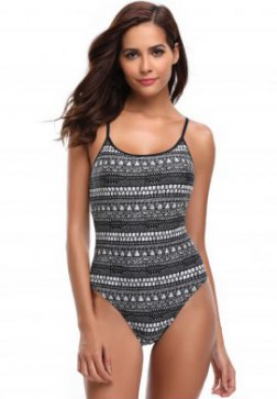 Black and White Geometric One Piece Swimsuit