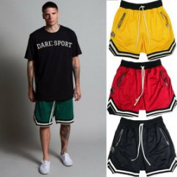 Mens Athletic Jersey 2 Pocket Mesh Shorts Gym Workout Basketball Fitness Fashion