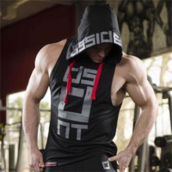 Men's Gym Bodybuilding Fitness Muscle Hoodie Tank Top