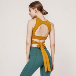 Open Back Sexy Sports Bra Wide Bandage tie Back Bra Workout Gym Bra Fitness Crop top