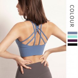 Strappy Sports Bra Yoga Tops Activewear Workout Clothes for Women