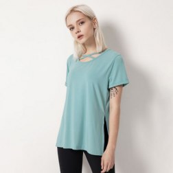 Yoga Clothes Criss-cross Back T-Shirt Loose Casual Short Sleeve Breathable Quick-Drying Fitness Sportswear