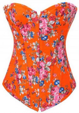 Orange Floral Strapless Corset
