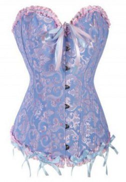 Blue Glamourous Jacquard Floral Overbust Corset Bustier- Reduced Price!