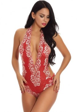 Alessa Plunge Lace Teddy