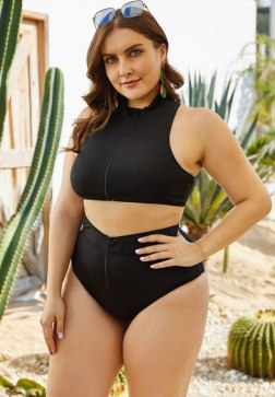 Women's Two Piece Plus Size High Waisted Swimsuit Bathing Suit