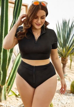 Plus Plain High Waist Bikini Set