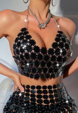 Keep Dancing Sequin Cropped Top